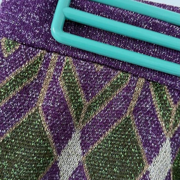 Dixie Metallic Wide Leg Pants Disco 70s 80s Purple Green Gold S Italy - Picture 5 of 13